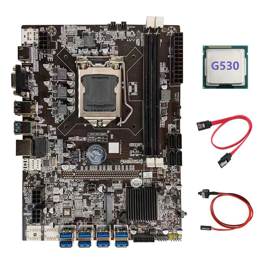 B75 Btc Mining Motherboard+cpu+sata Cable+switch Cable 8xpcie to Usb