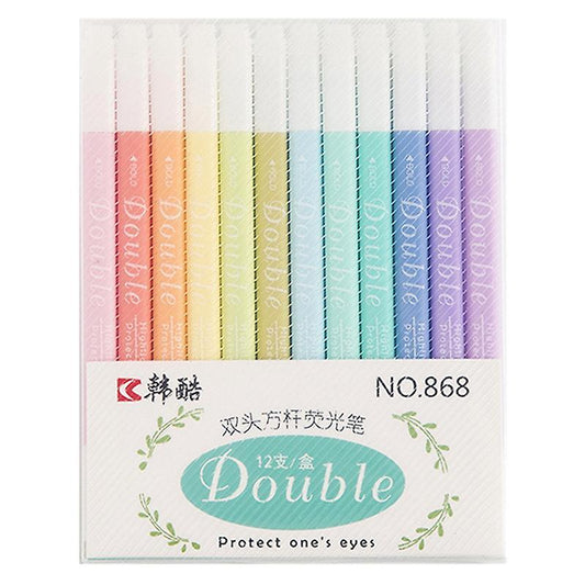 Hk 868 Double-ended Painting Round Head Square Color Highlighter Set