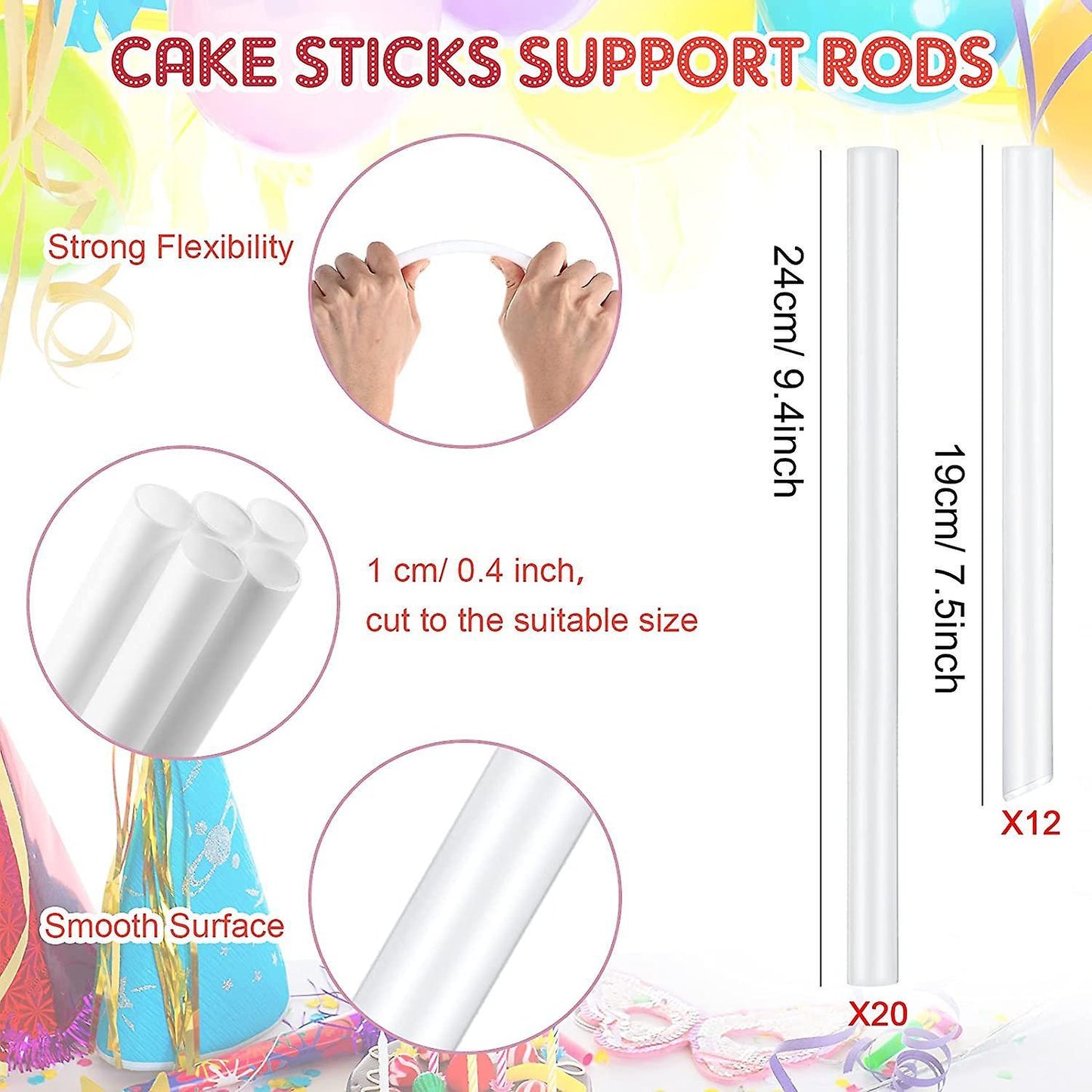36 Pieces Plastic Cake Dowel Set 20pieces Cake Sticks and 4 Separator