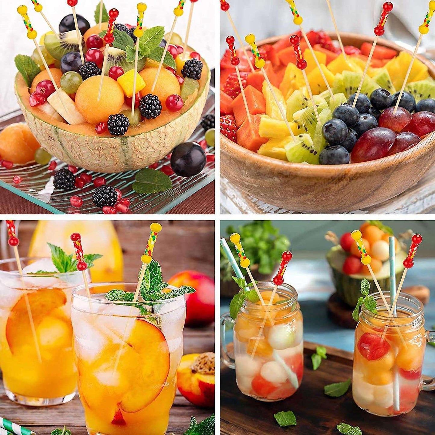 200pcs Bamboo Fruit Sticks, Wooden Toothpicks for Party Tapas Nibbles