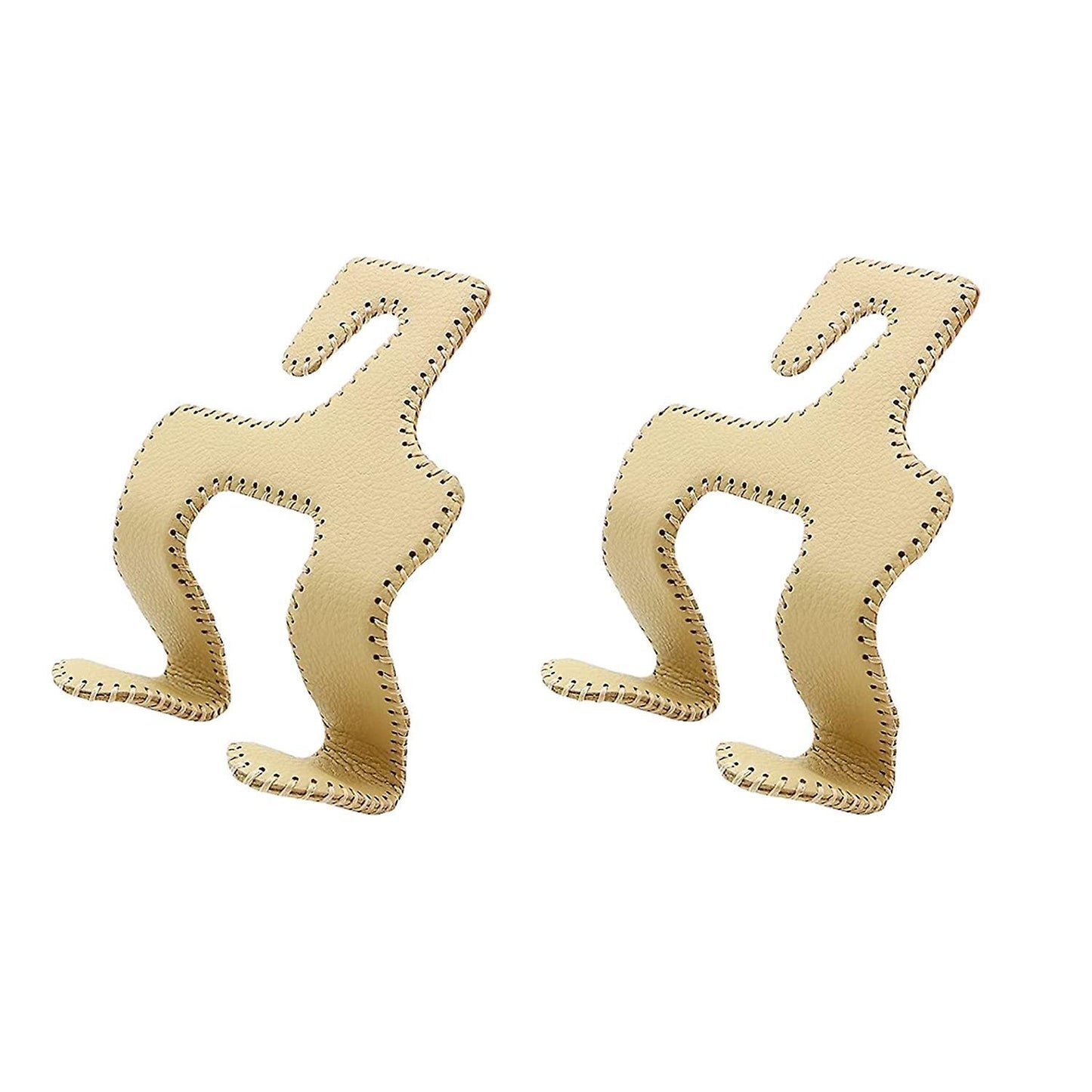 2pcs Car Headrest Hooks Pu Back Seat for Purses,grocery, Coats Beige