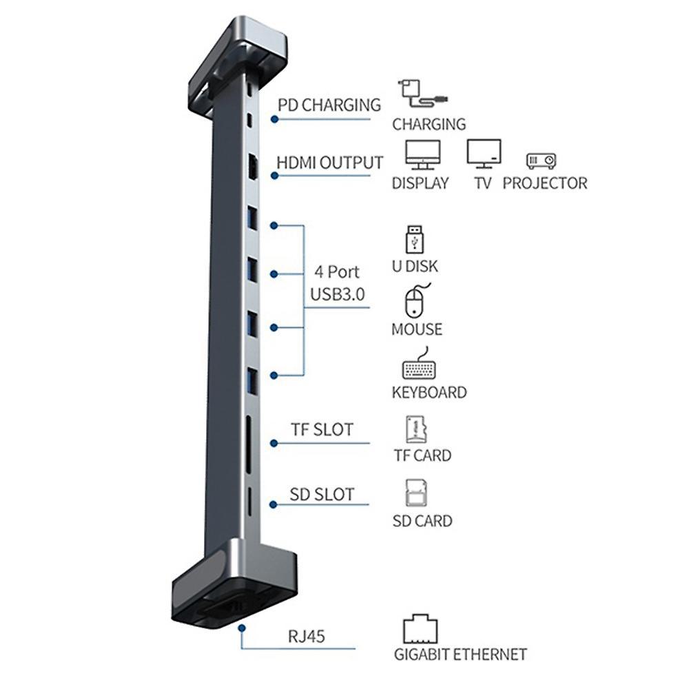Usb C Hub Dock Station 9 In 1 Type C to Usb 3.0 Hdmi for Pc Macbook