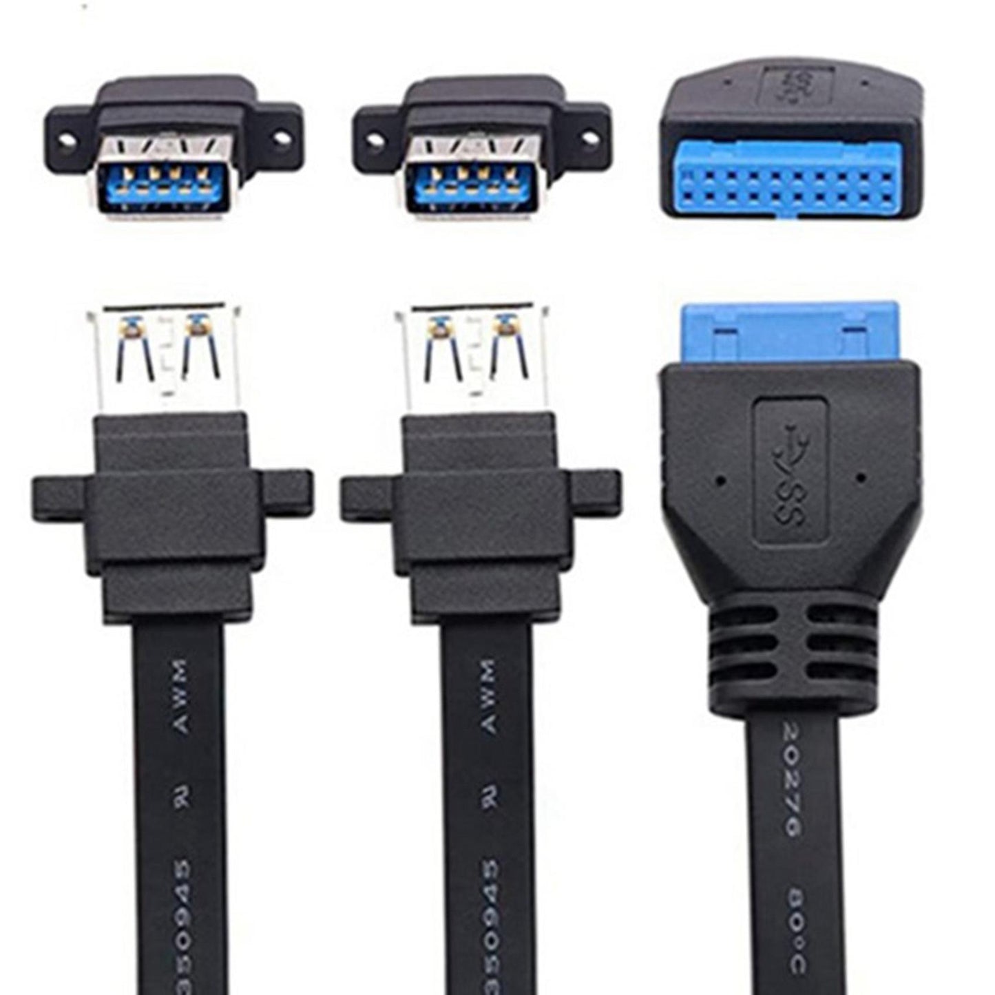 Dual Ports Usb 3.0 Female Screw Panel Mount to Motherboard