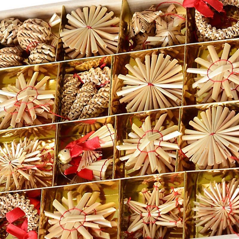 1set Christmas Straw Pendant Christmas Tree Ornaments B