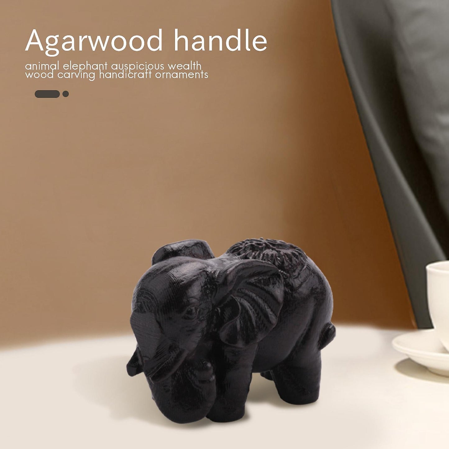 Ebony Elephant Ornaments Solid Wood Carving Furniture Porch Decor