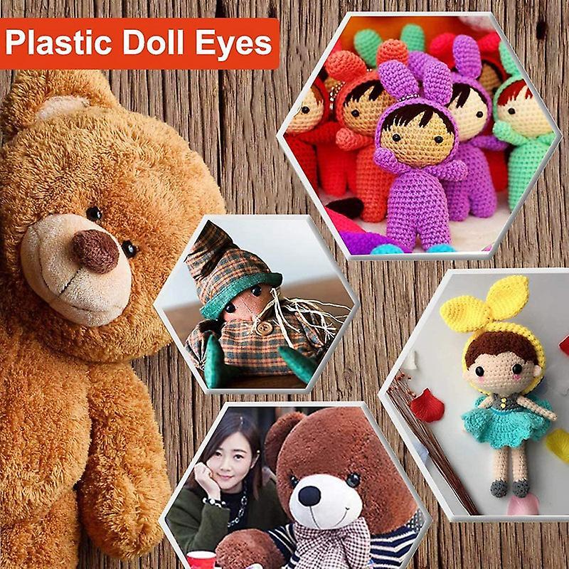 Safety Eyes with Washers, 150pcs Toy Teddy Bear Black Plastic Eye