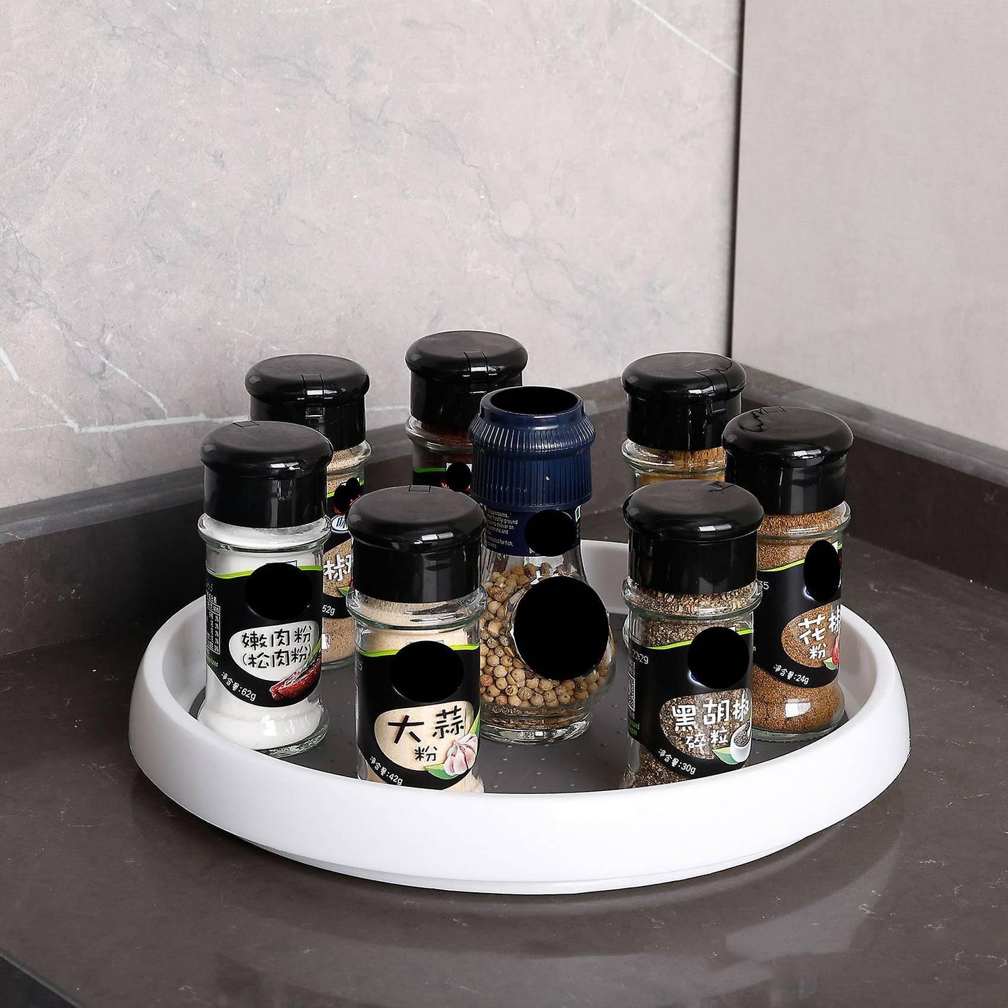 1pcs Kitchen Condiment Round Rotating Storage Tray Tpr Home B