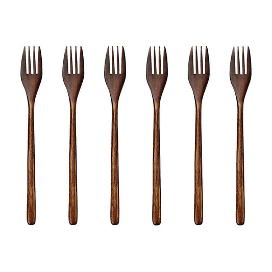 Wooden Forks, 6 Pieces Eco-friendly Japanese Wood Salad Dinner Fork