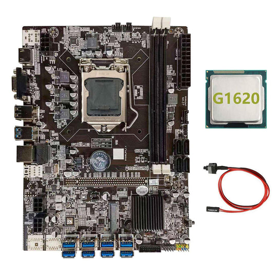 B75 Btc Mining Motherboard+g1620 Cpu+switch Cable Lga1155 8xpcie