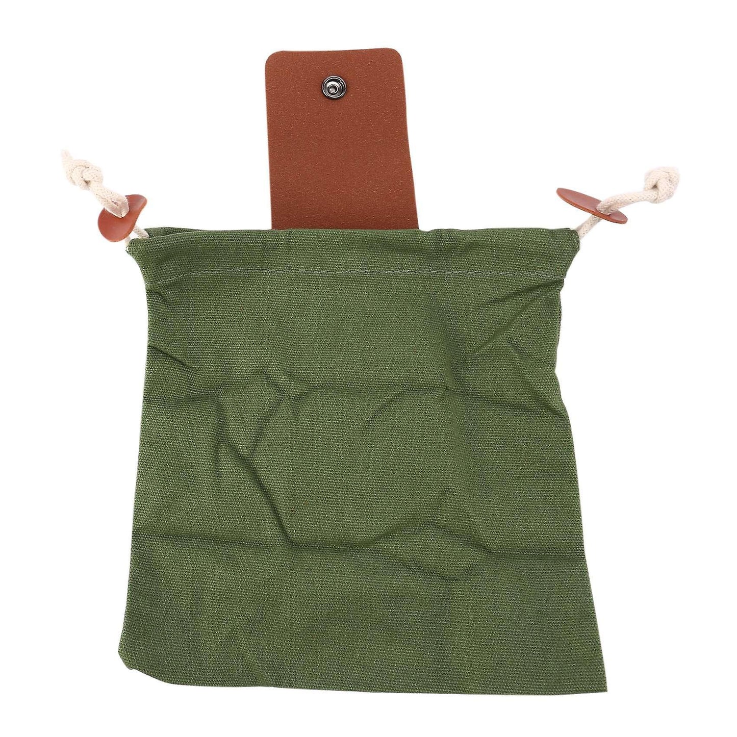 Collapsible Canvas Foraging Pouch Pu Leather Belt Pouch(green)