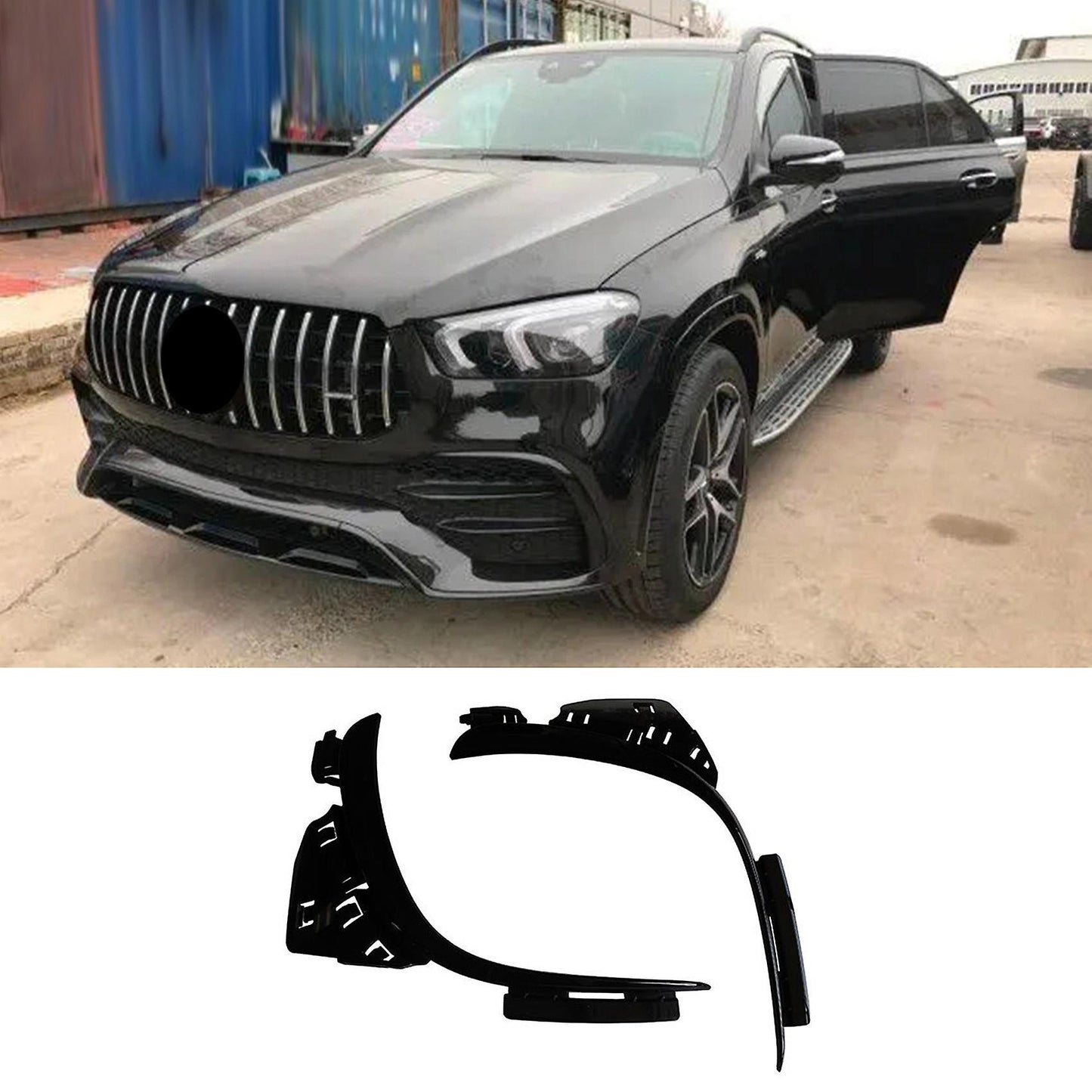 2pcs Left&right Front Bumper Fog Light Trim Strips Frame for Mercedes