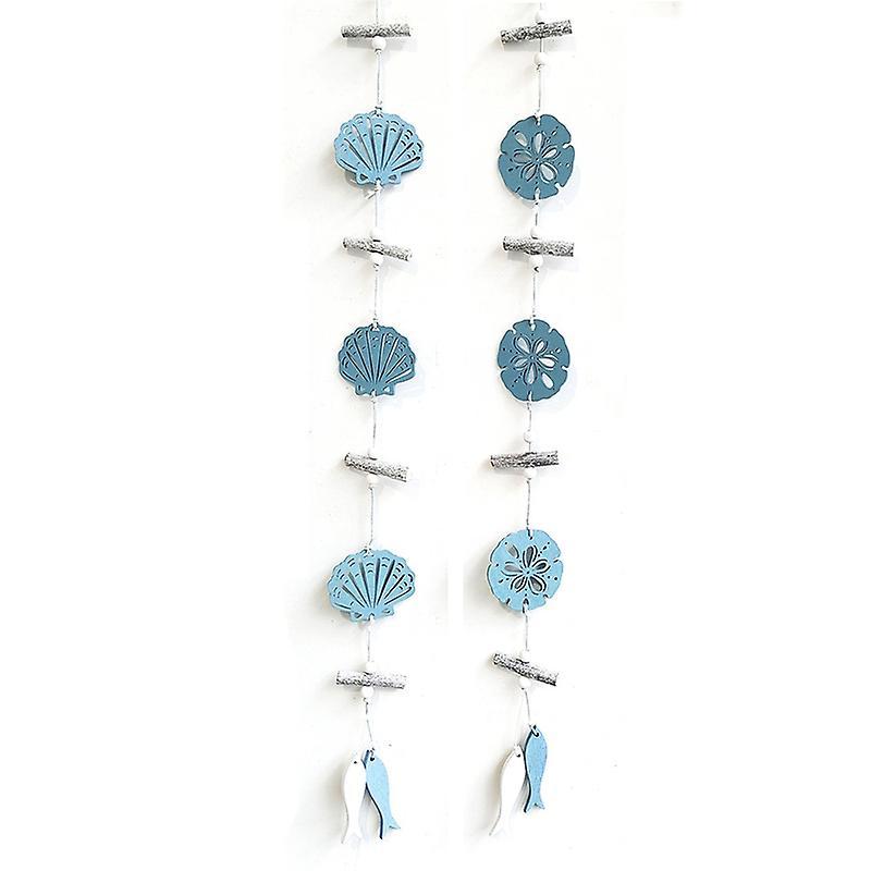 2pcs Beautiful New Marine Style Wooden Hanging Decoration Hollow