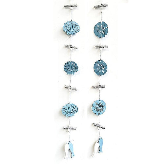 2pcs Beautiful New Marine Style Wooden Hanging Decoration Hollow