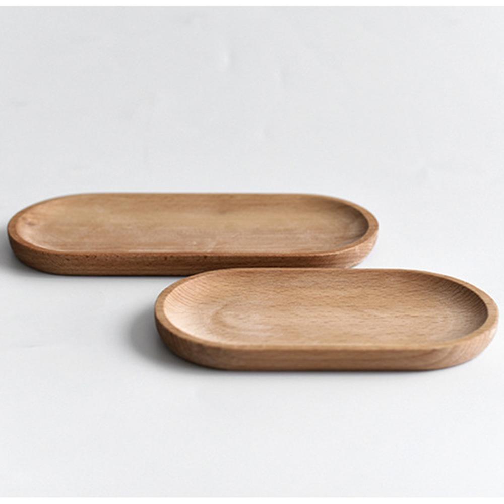 Mini Serving Tray for Jewellery Key Coin Set Of 2, Wood Dessert Tray