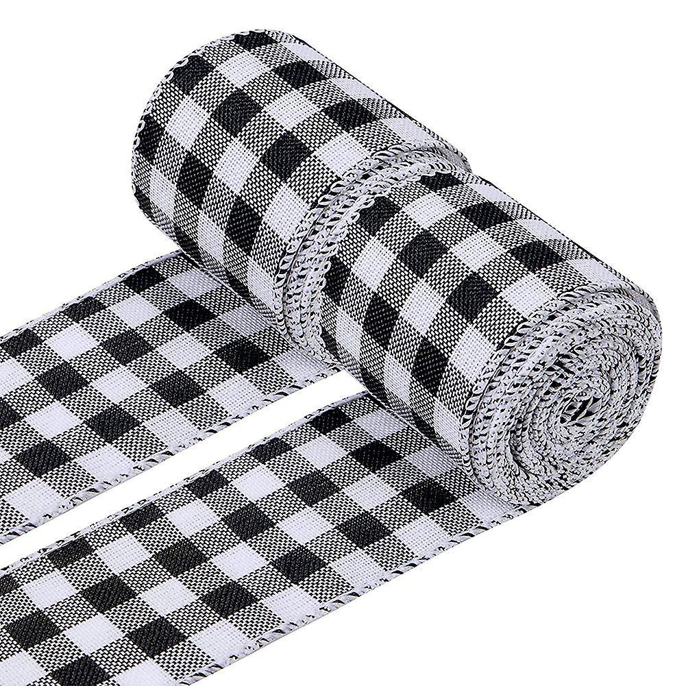 2 Rolls Christmas Ribbon, Christmas Burlap Ribbon Black and White