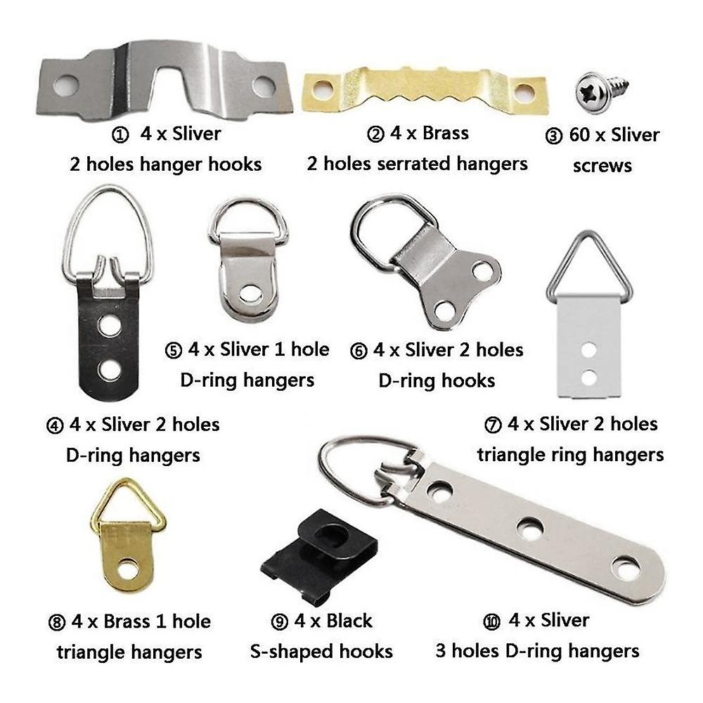 96pcs/set Picture Photo Frame Hanging Hooks with Screws Kit