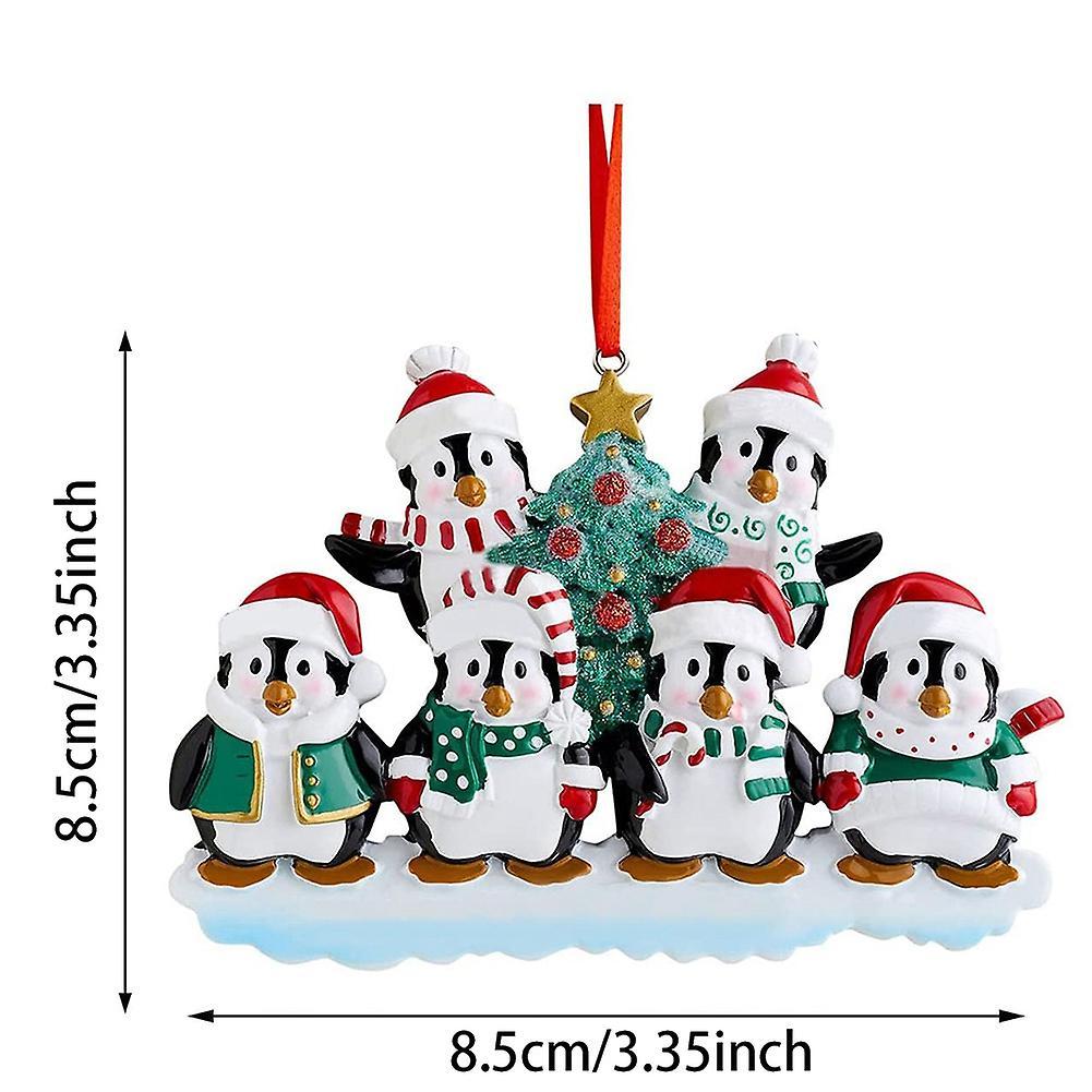 Personalized Penguin Family Christmas Tree Ornament (family Of 6)