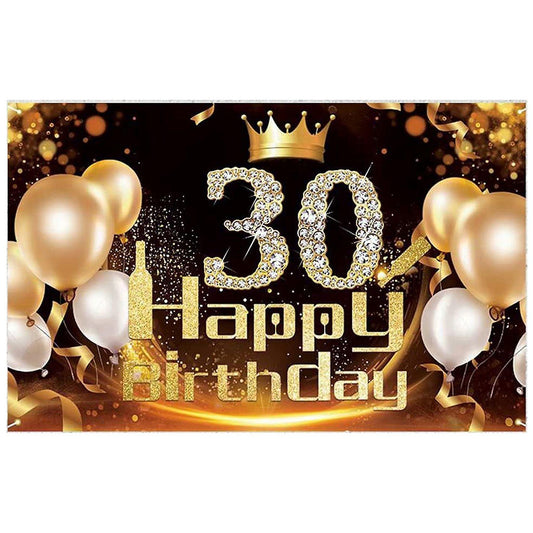 Black Gold Banner 30th Birthday Decoration Girl Birthday Background