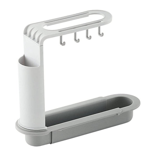 Extendable Kitchen Sink Storage Rack Hanging Basket Sink Shelf White
