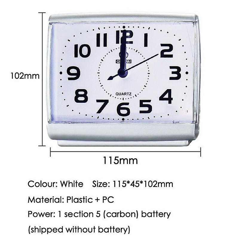 Wake Up Clocks Plastic Silent Sweeping Small Clock Alarm Clock-white
