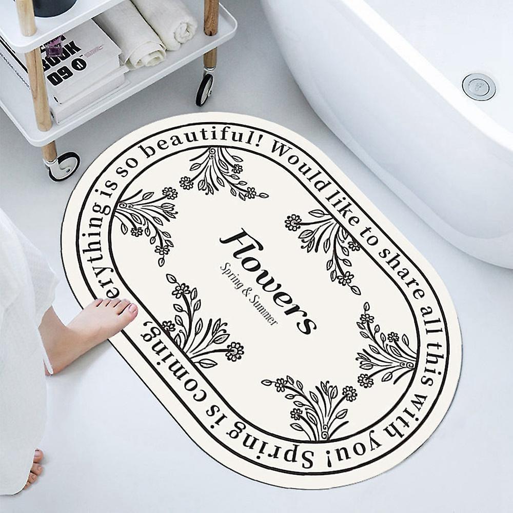 Bath Shower Mat Doormat Absorbent Flower Carpets Entrance(b,40x60cm)