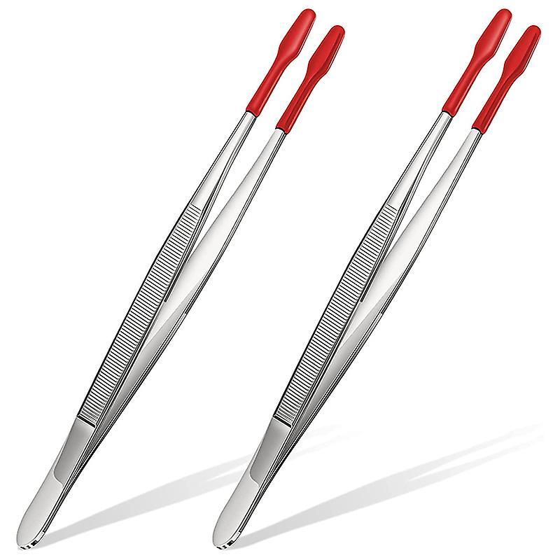 2 Pieces Of Rubber Tip Pvc Silicone Precision Tweezers Tool-red