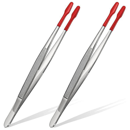 2 Pieces Of Rubber Tip Pvc Silicone Precision Tweezers Tool-red