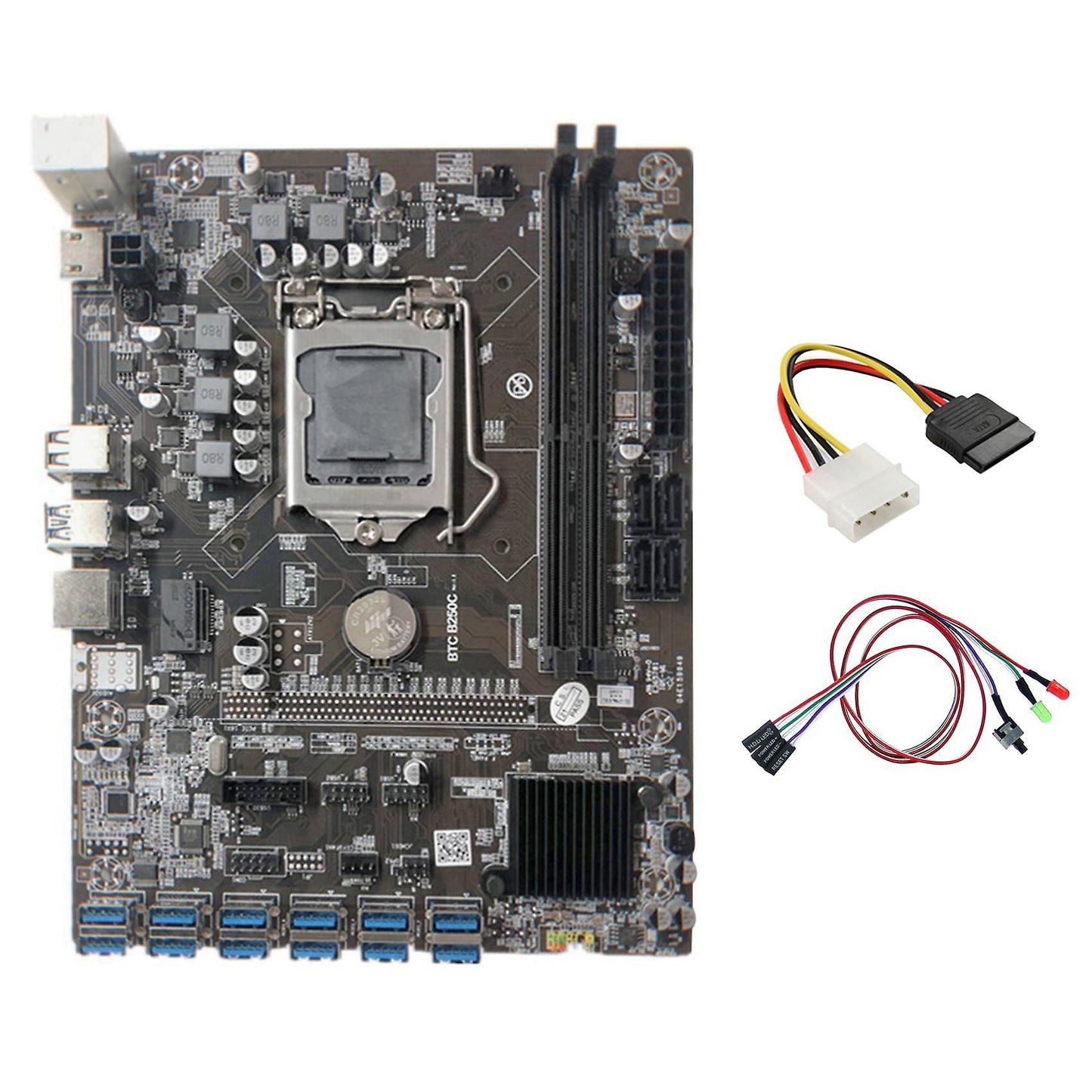 B250c Miner Motherboard+switch Cable with Light Support Ddr4