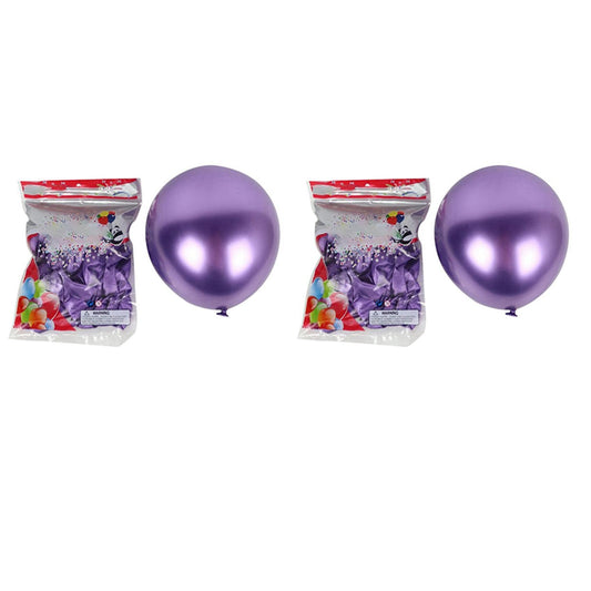 100pcs 10 Inch Latex Balloons Chrome Glossy for Party Decor- Purple