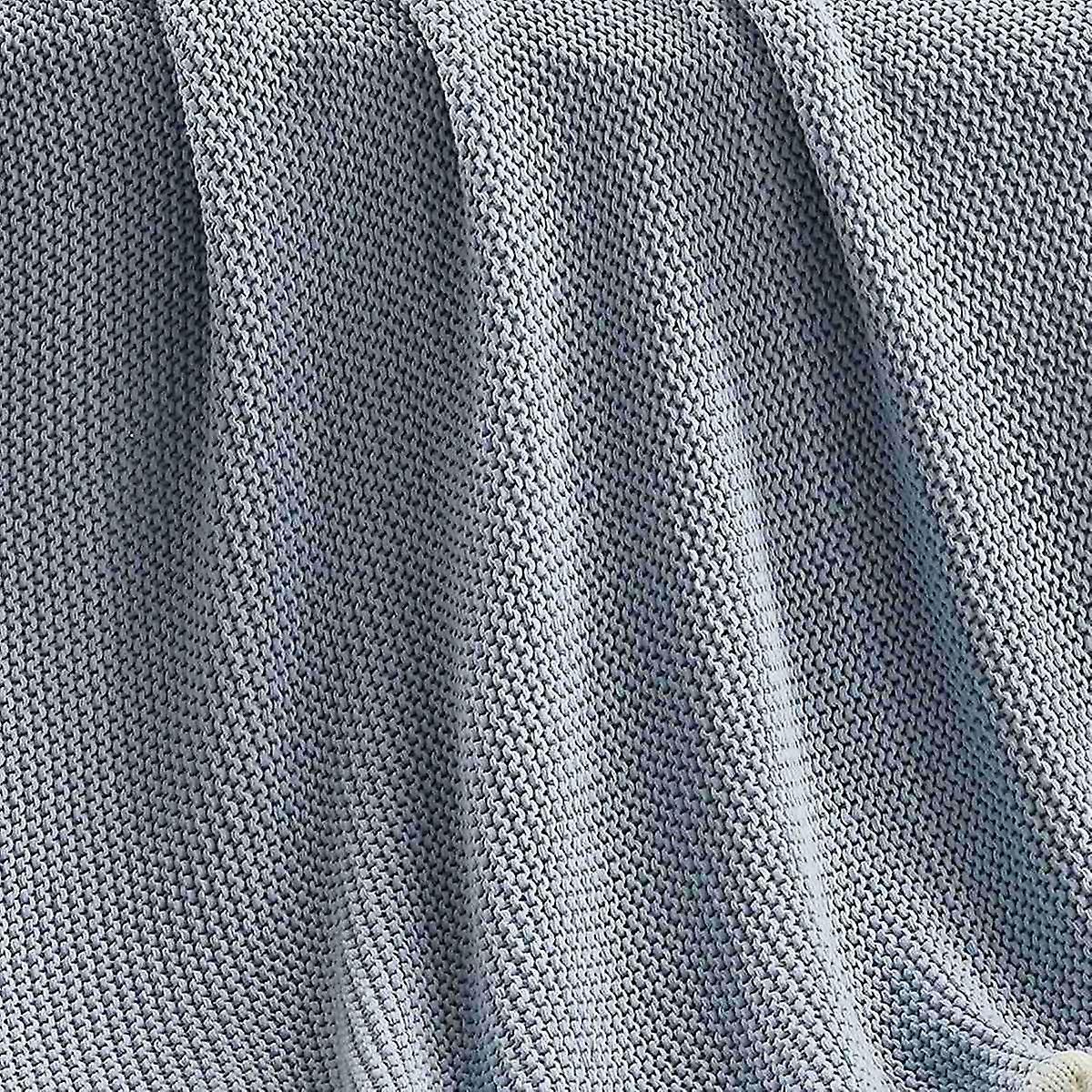 Ruffled Soft Woolen Blanket, Cotton Knitted Blanket, Sofa(light Blue)