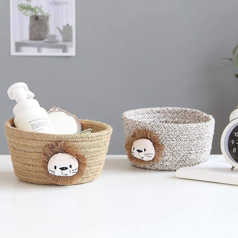 Animals Woven Storage Basket Kids Toys Storage Box- Jute Lion