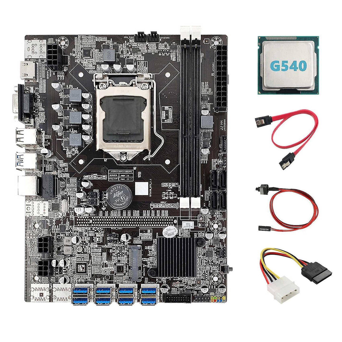 B75 Eth Mining Motherboard 8xpcie to Usb+g540 Cpu B75 Motherboard