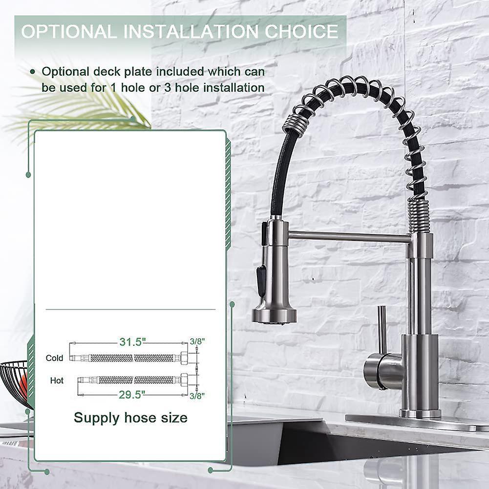 Kitchen Faucets, Brushed Nickel Stainless Steel Pull Down Sprayer