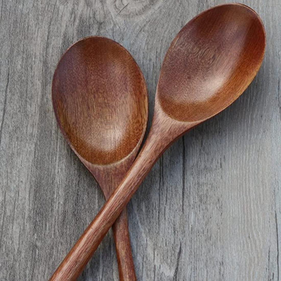 8 Pcs Wood Soup Spoons for Eating Mixing Stirring Cooking, Utensi