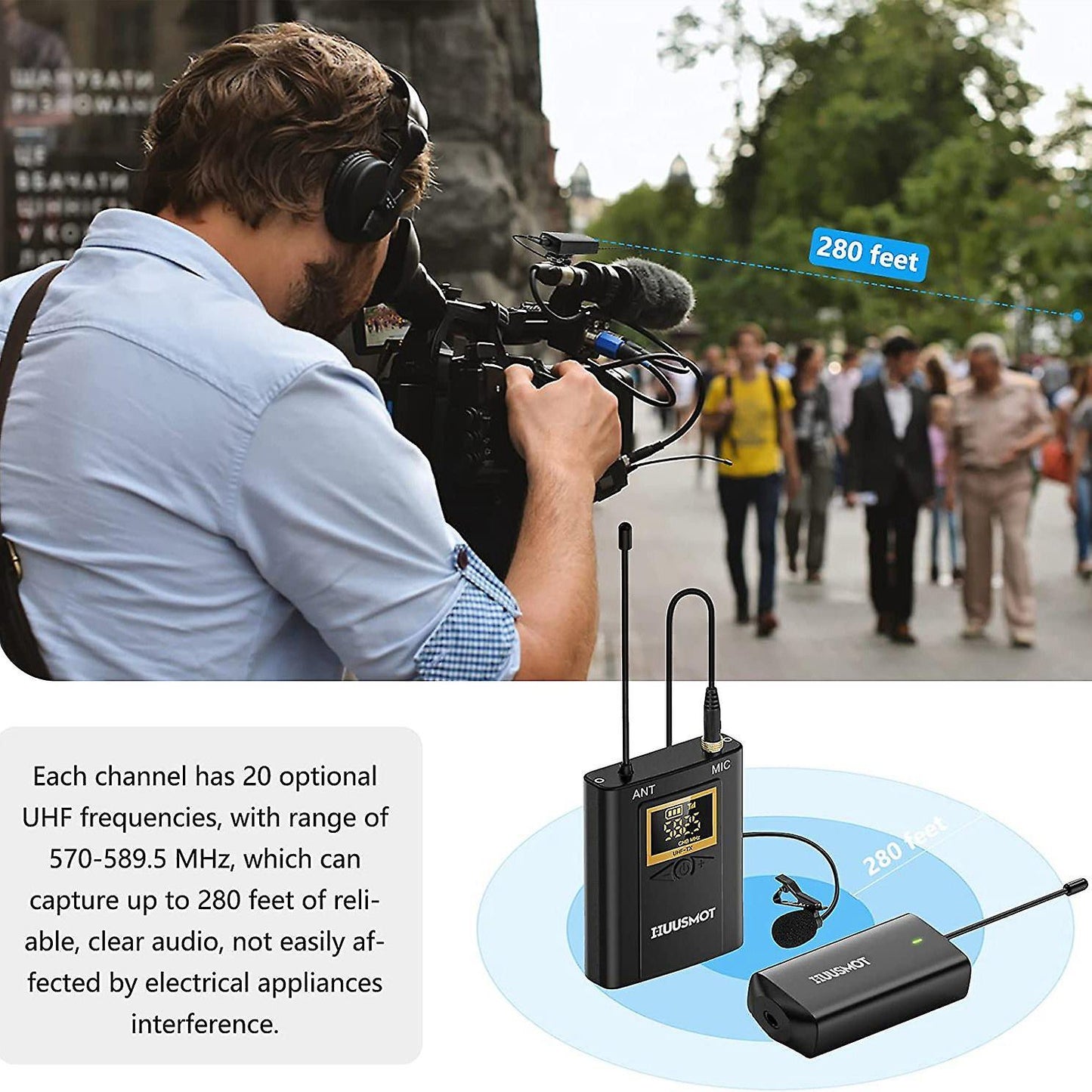 Wireless Lavalier Microphone for Iphone, Dslr Camera, Video Recording