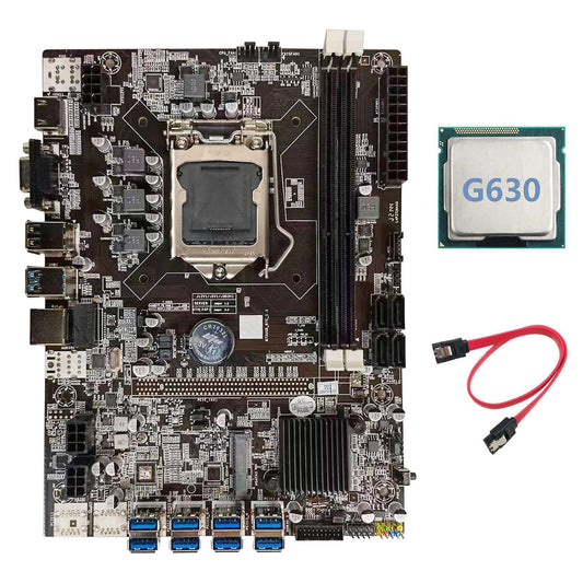 B75 Btc Mining Motherboard+g630 Cpu+sata Cable Lga1155 8xpcie Adapter