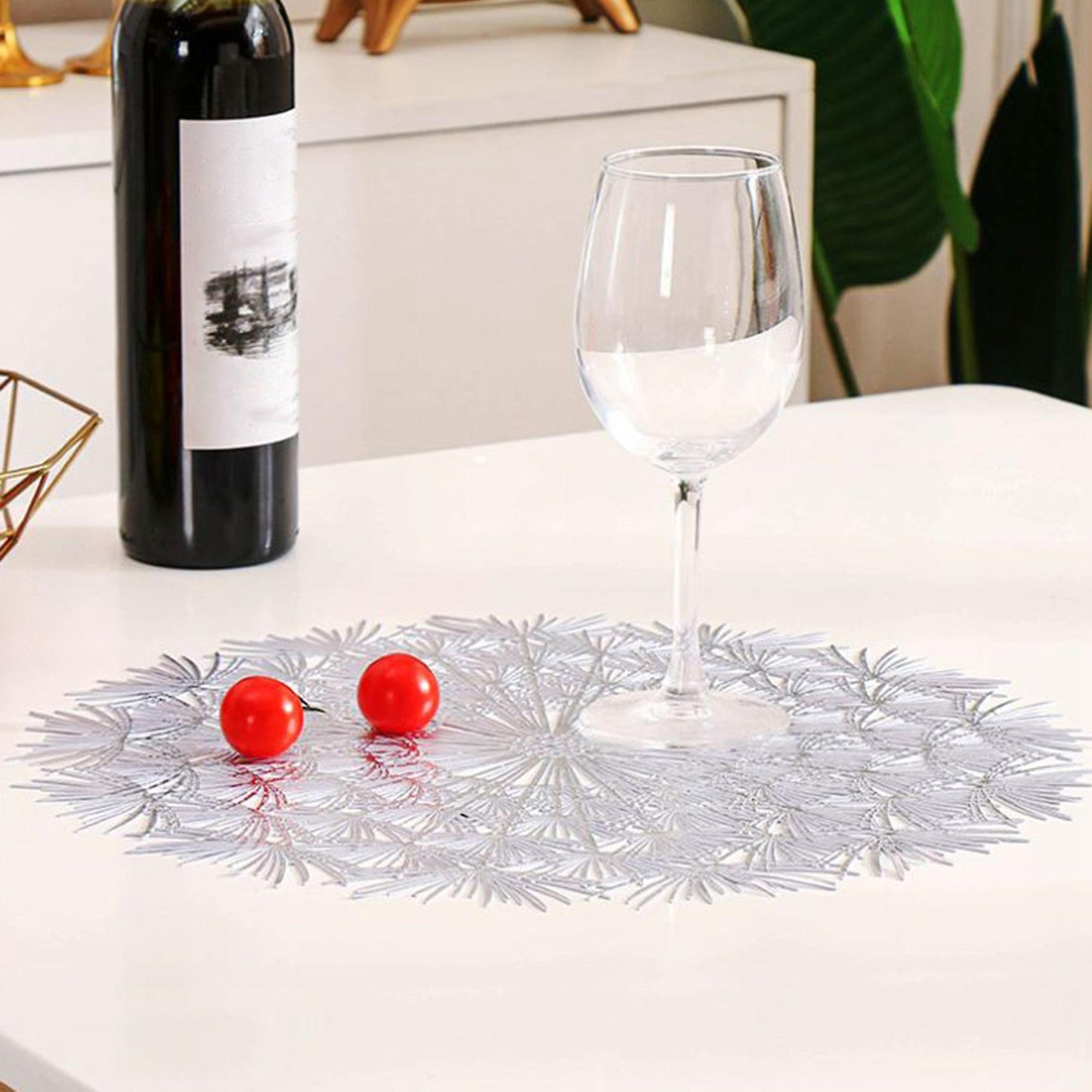 Pvc Bronzing Hollow Non-slip Kitchen Placemat Insulation Pad Gold
