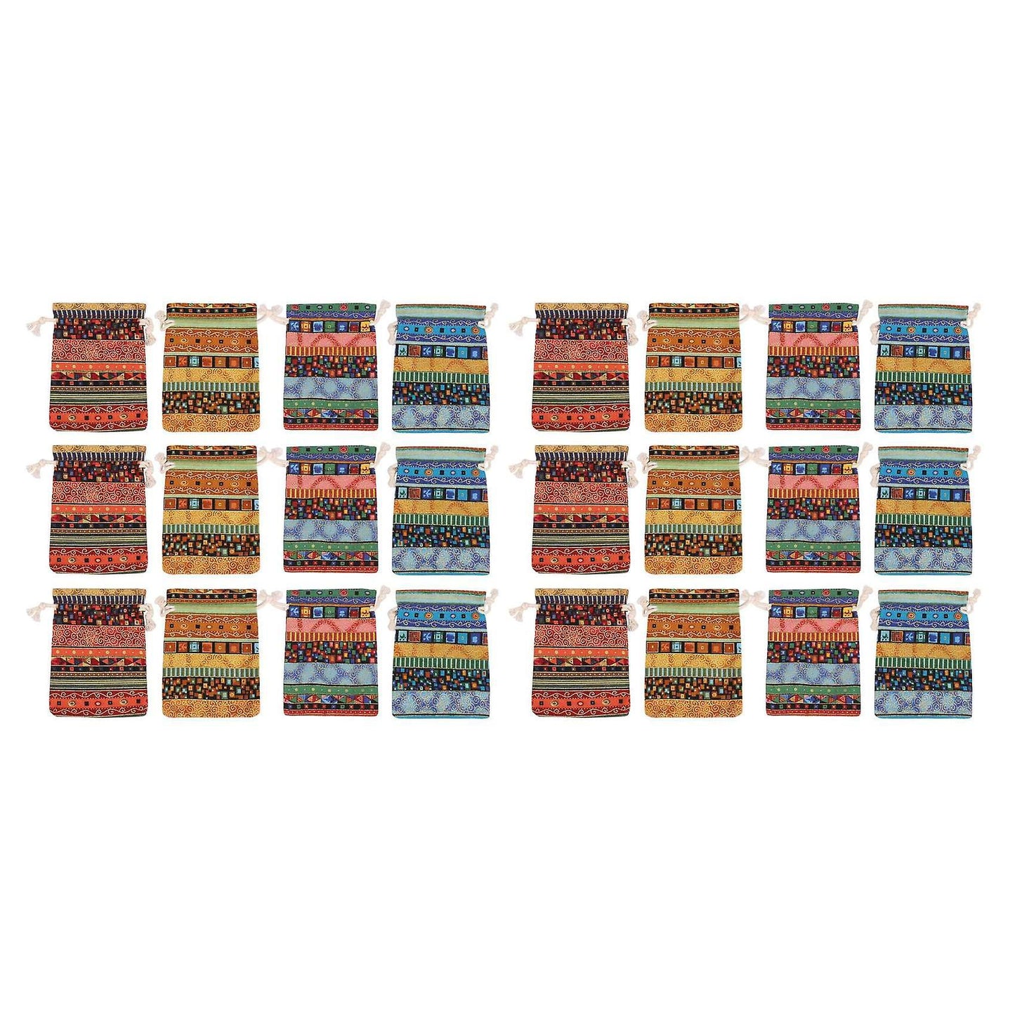 24pc Egyptian Jewelry Coin Pouch Print Drawstring Gift Bag Purse