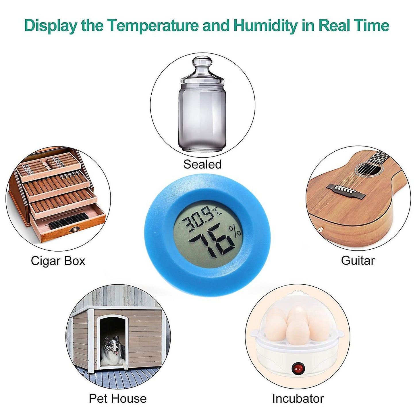 Demarkt Lcd Round Digital Hygrometer Temperature Tester for Animal