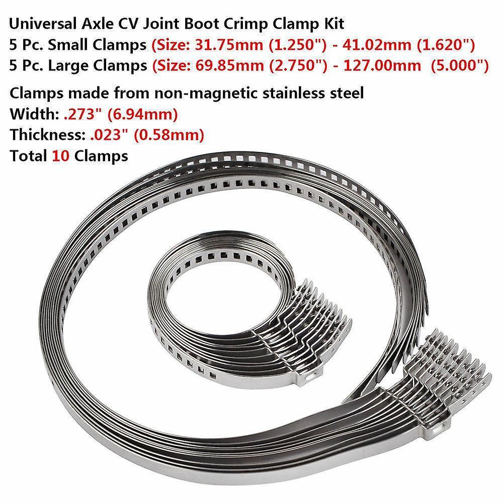 Universal Stainless Steel Shaft Cv Fitting Boot Crimp Clip Kit