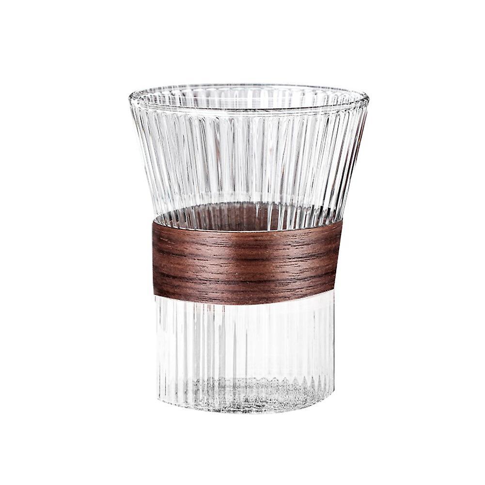 Japanese Style Glass Coffee Mug Walnut Cup Holder Glass Cup