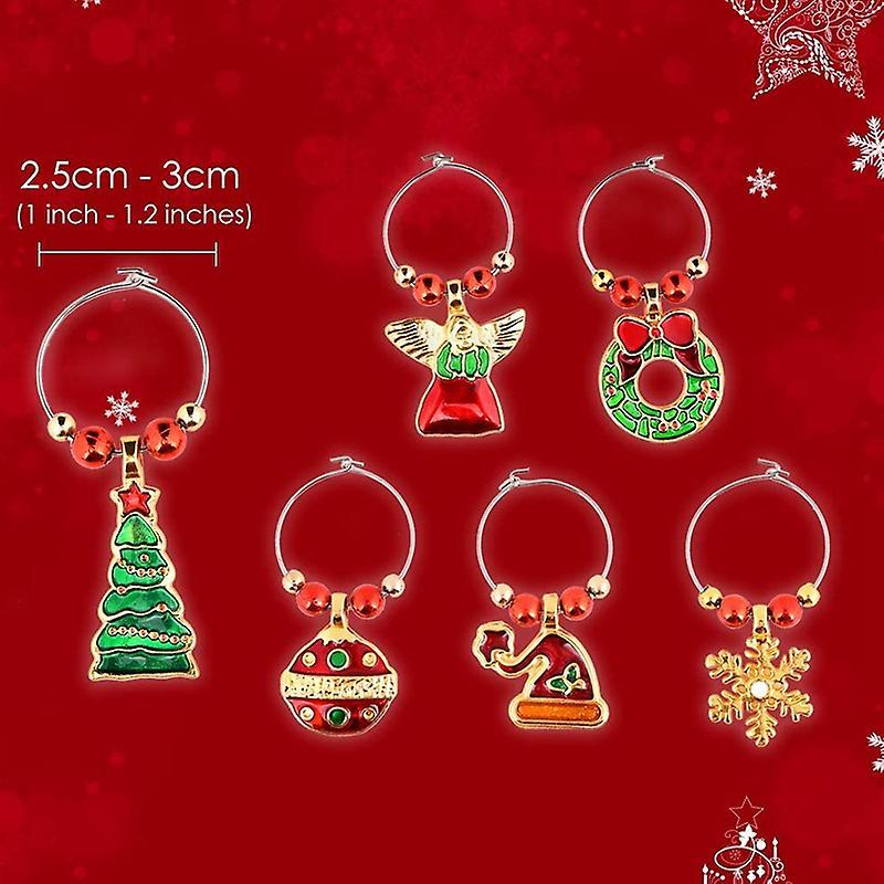 Set Of 6 Cocktail Markers Champagne Glasses Christmas Decorations