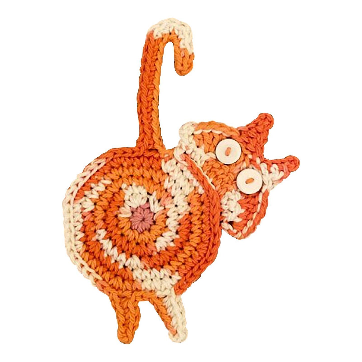 Cat Butt Coaster Funny Handmade Crochet Cat Butt Orange