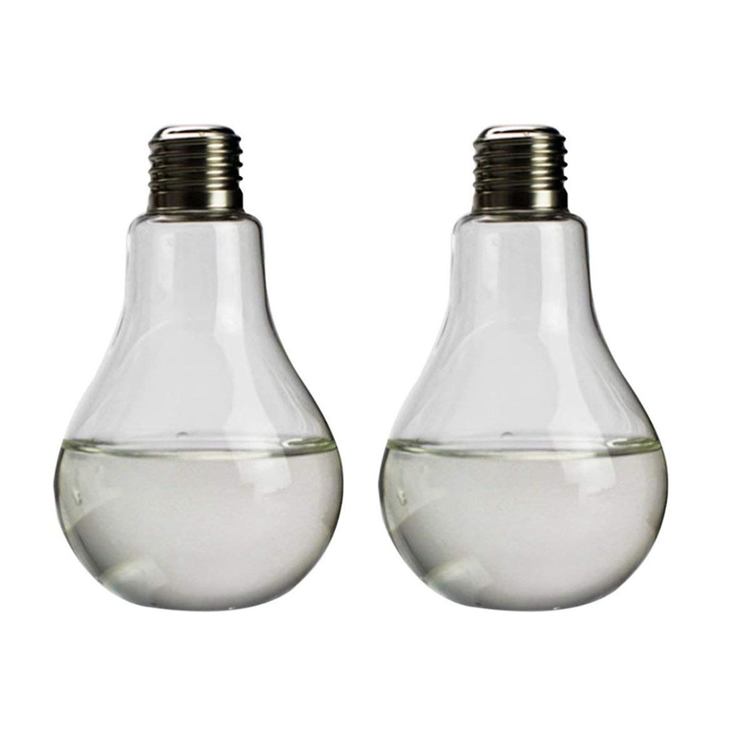 2x Transparent Glass Bulb Shape Table Vase for Plants Home Decoration