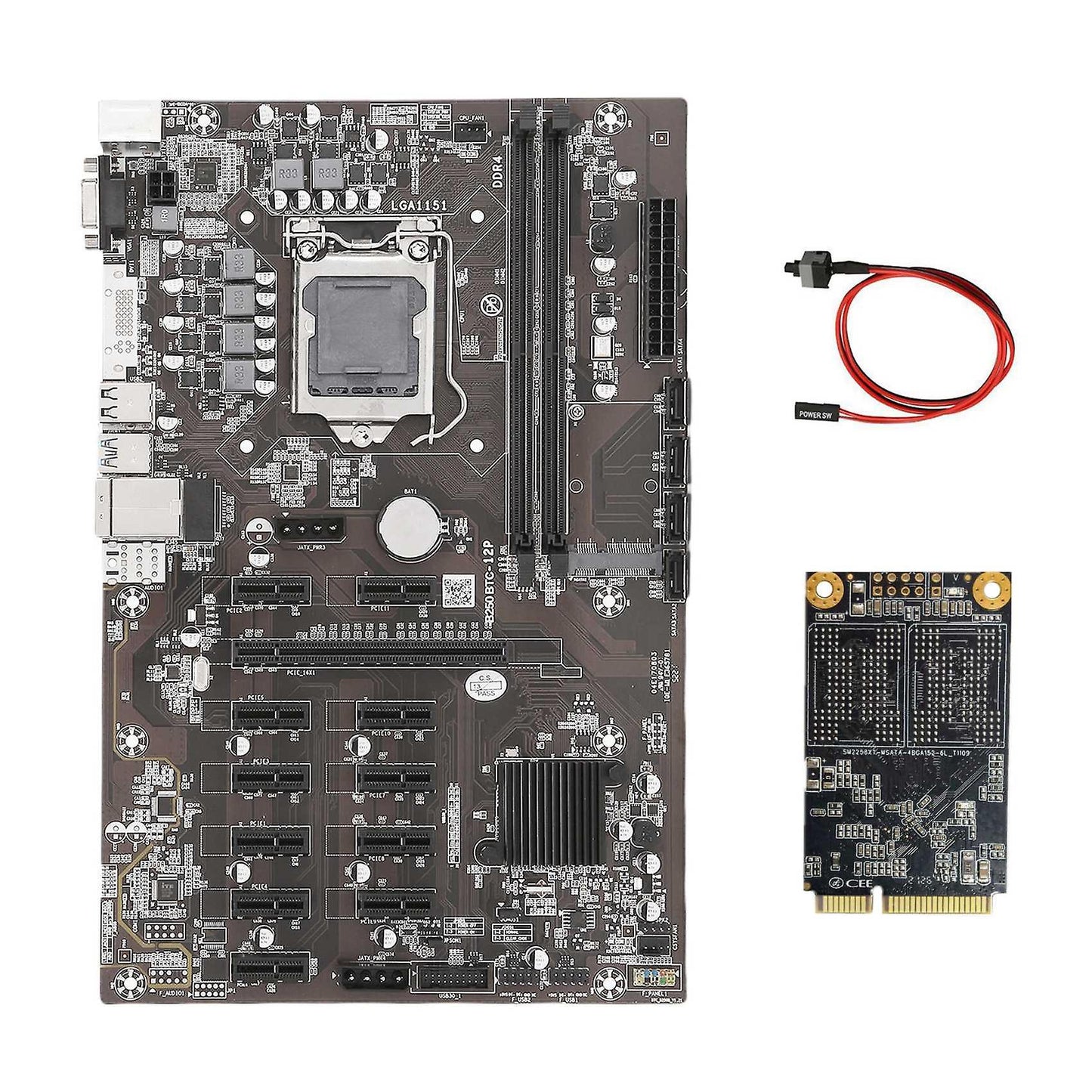 B250b Mining Motherboard+128g Msata Ssd+switch Cable for Btc Miner