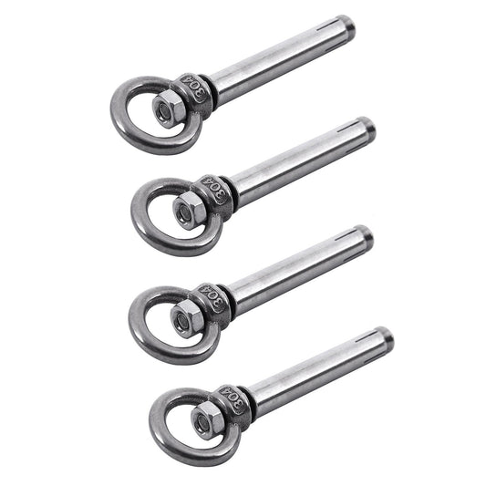 4pcs Stainless Steel Raw Style Shield Anchor Eye Bolts M6 X 82mm