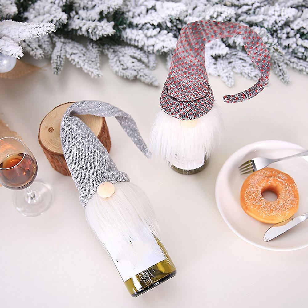 2pcs Cartoon White Beard Santa Swedish Gnome Christmas Wine