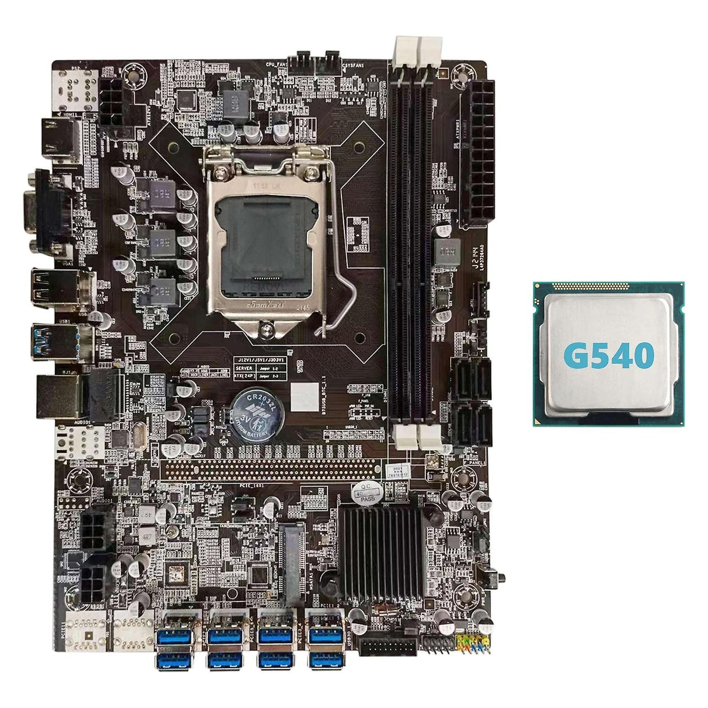 B75 Btc Mining Motherboard+g540 Cpu Lga1155 8xpcie Usb Adapter