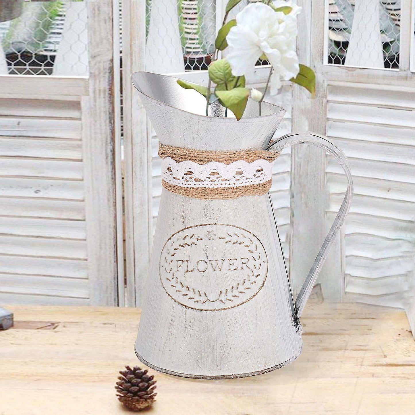 Vase Old Flower Barrel Flower Shop Furnishings Rope Iron Flower Pot