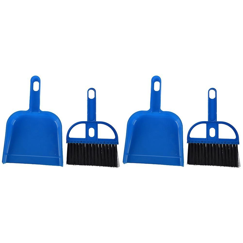 2x Desktop Keyboard Clean Mini Brush Dust Pan Set Blk Blue